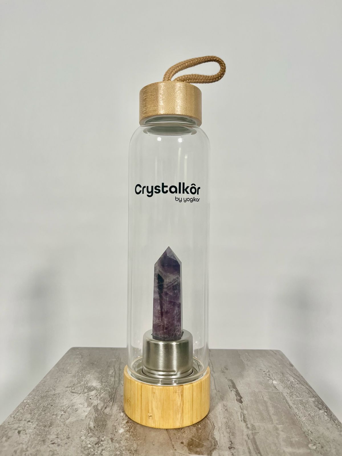 Pillar Crystalkor Water Bottle - Amethyst Crystal