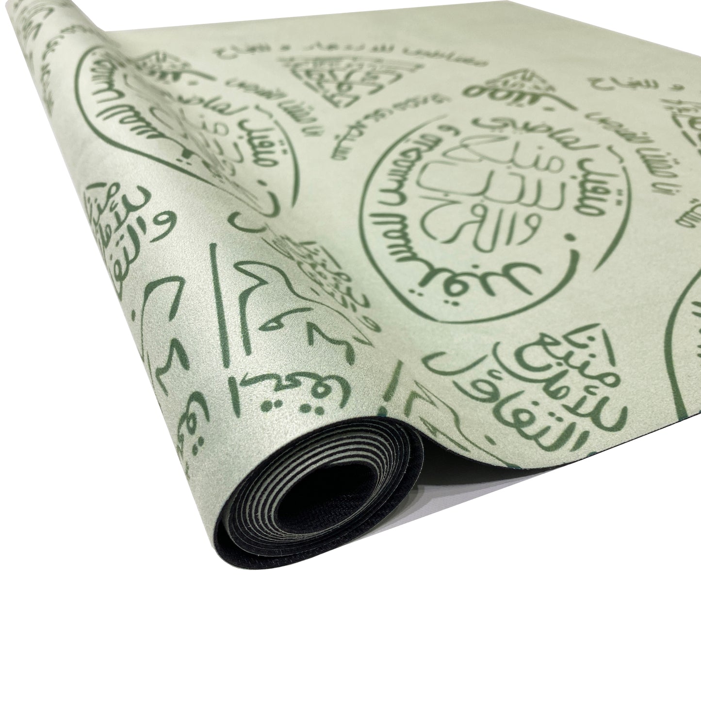 Travel Yoga Mat Set - Green Arabic Mandala