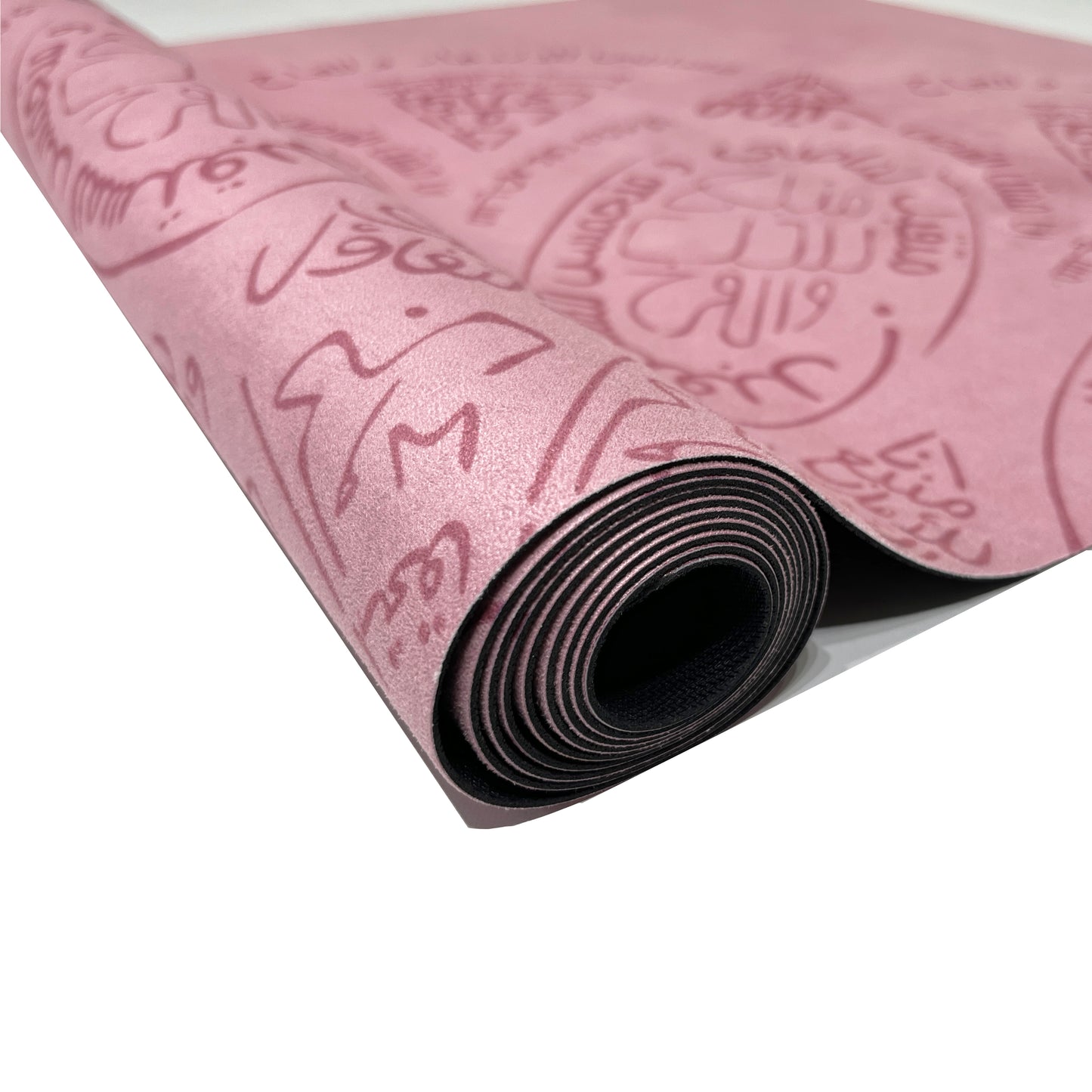 Travel Yoga Mat Set - Pink Arabic Mandala