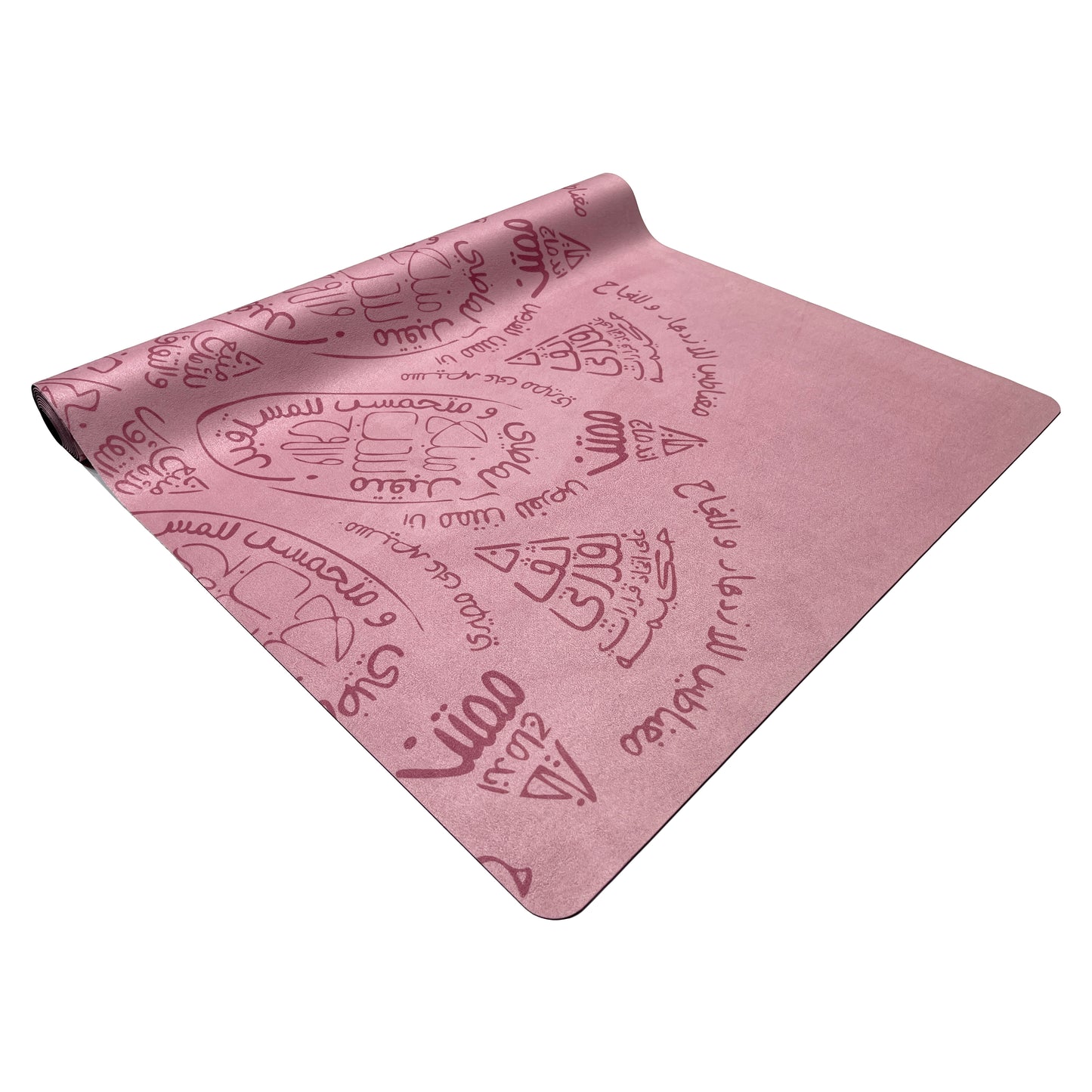 Travel Yoga Mat Set - Pink Arabic Mandala